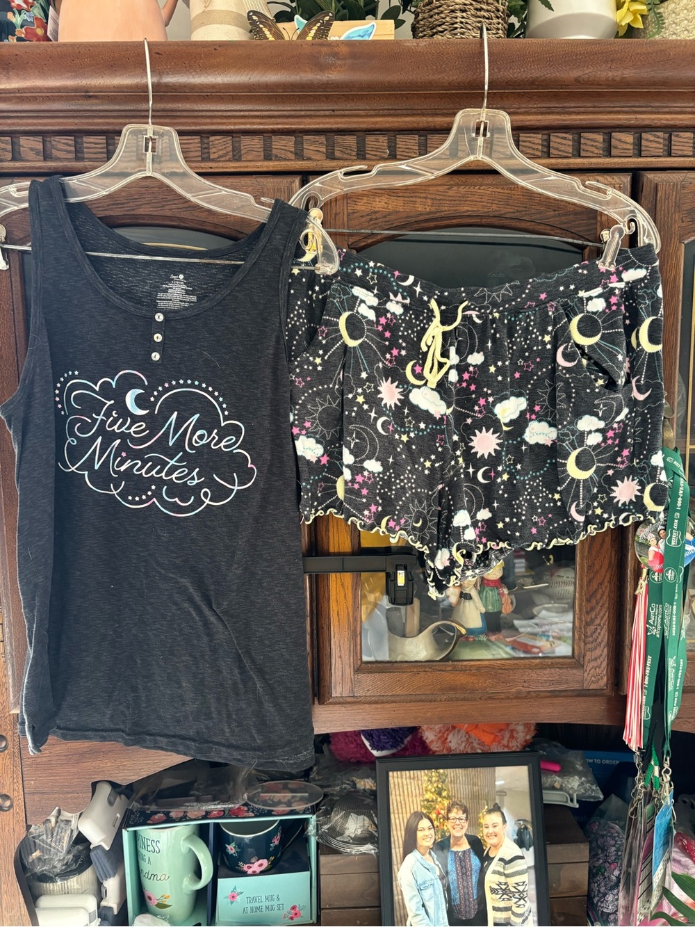 Secret Treasures Charcoal Henley Sleep Top